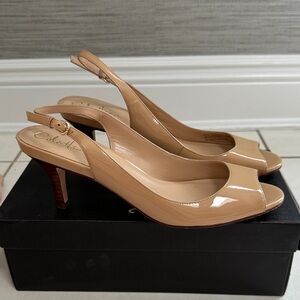 Cole Haan Women's Beige Peep-Toe Slingback Heels